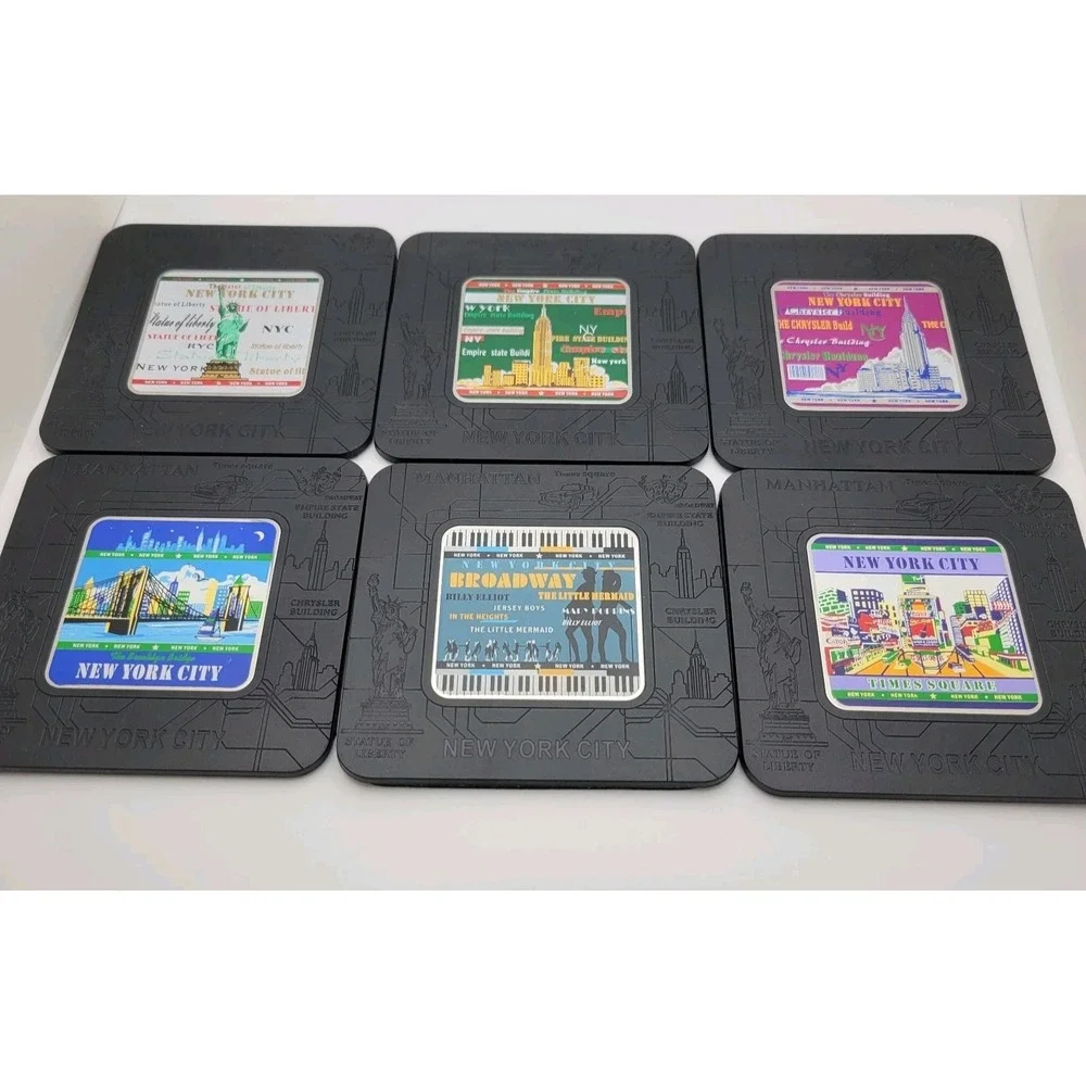 New‎ York City Coasters Set of 6 NYC Landmarks Souvenir Gift Box Modern Decor